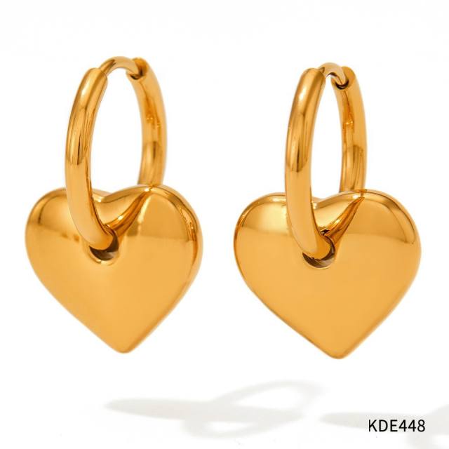 Chunky heart stainless steel huggie earrings