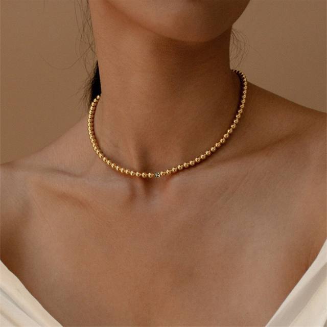 Chic stainless steel bead choker necklace