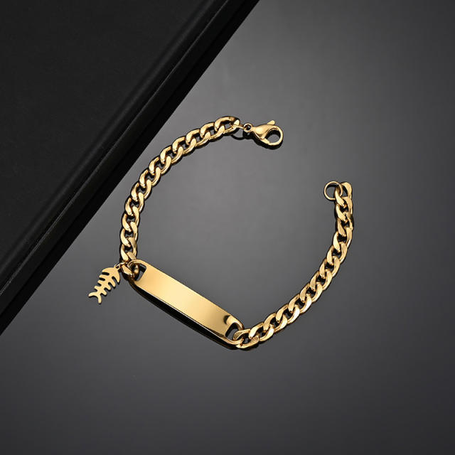 Personality engrave letter stainless steel bracelet