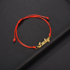 Colorful thread stainless steel name bracelet