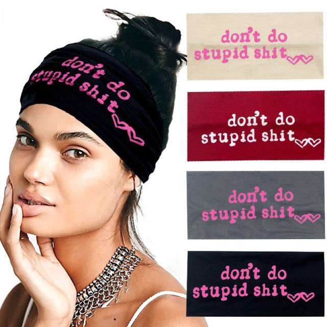 Don't be stupid logo letter sports headband