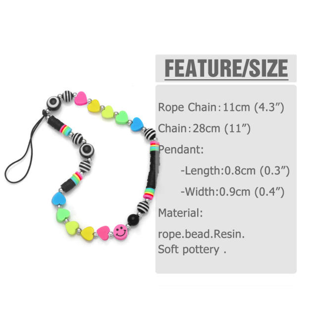 Y2K clay bead colorful phone strap