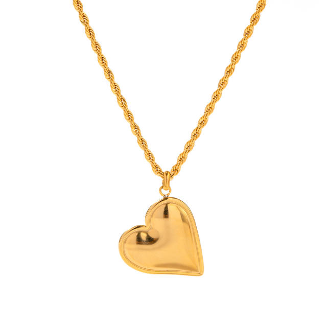 Concise heart pendant rope chain stainless steel pendant necklace
