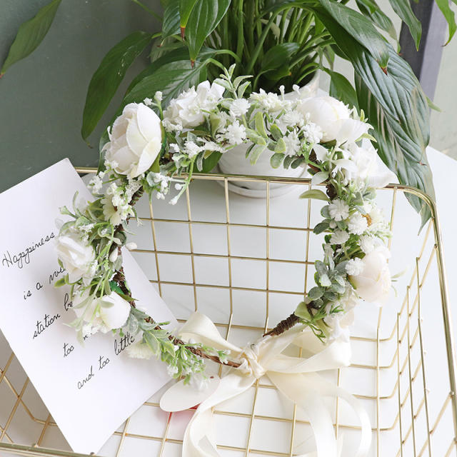 Korean fashion fresh green color flower crown headband