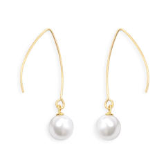 Elegant pearl bead stainless steel dangle earrings