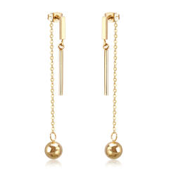 Elegant pearl bead stainless steel dangle earrings