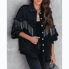 INS personality tassel denim jacket for women