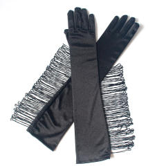 Tassel satin long glooves