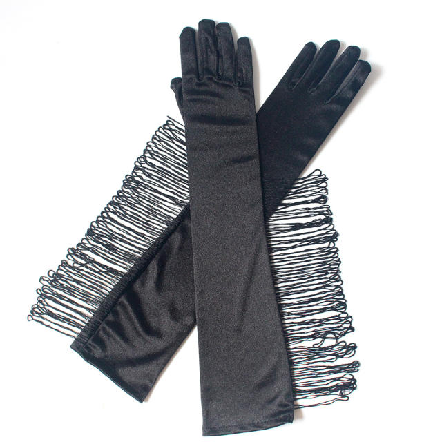 Tassel satin long glooves