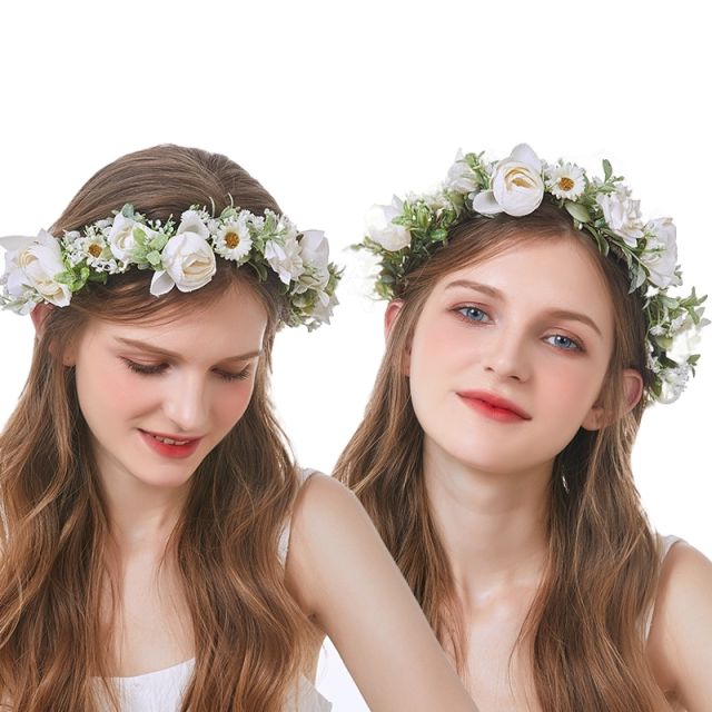 Korean fashion fresh green color flower crown headband