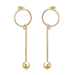 Elegant pearl bead stainless steel dangle earrings