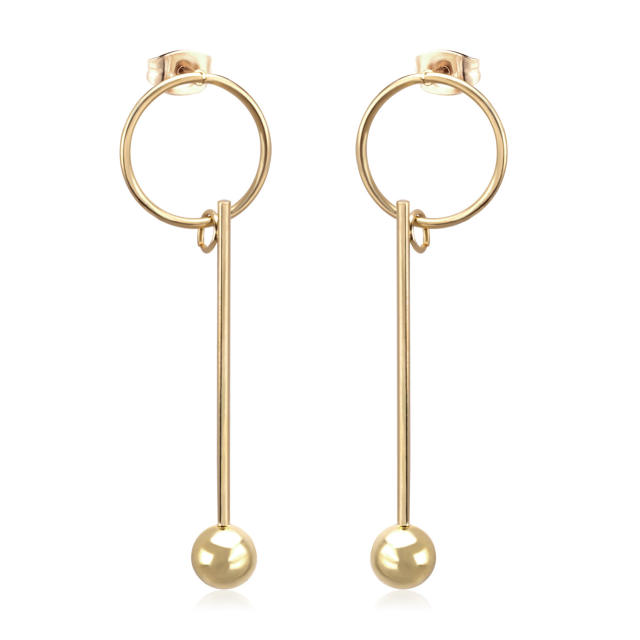 Elegant pearl bead stainless steel dangle earrings
