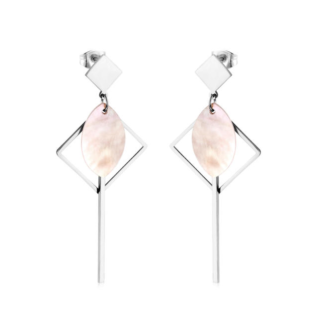 INS trend mother shell stainless steel dangle earrings