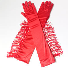Tassel satin long glooves