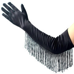 Tassel satin long glooves