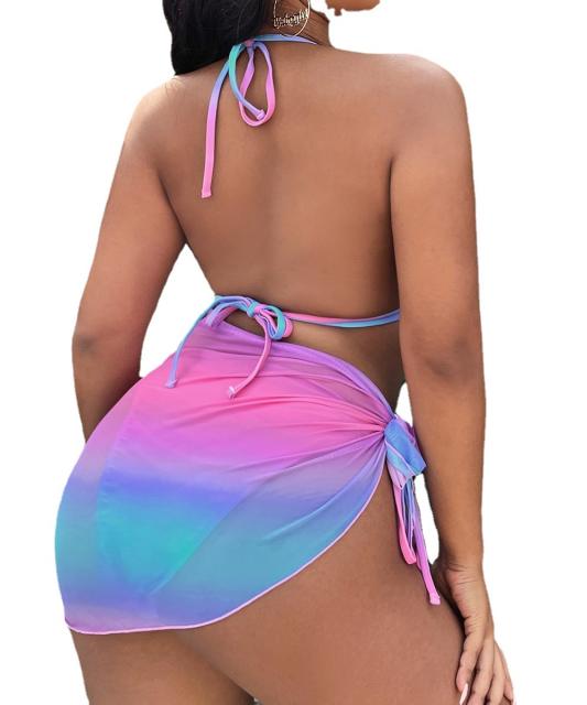 Plus size sexy three piece bikini swimsuit set