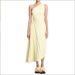 Hot sale plain color one shoulder formal dress