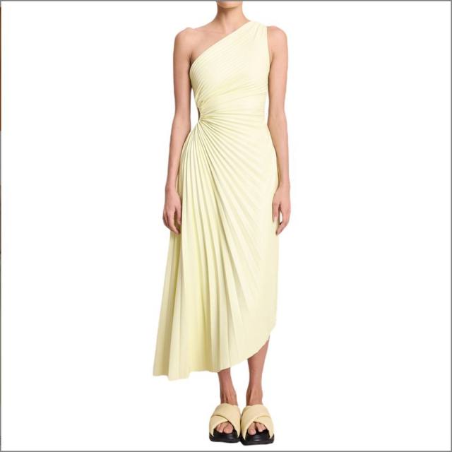 Hot sale plain color one shoulder formal dress