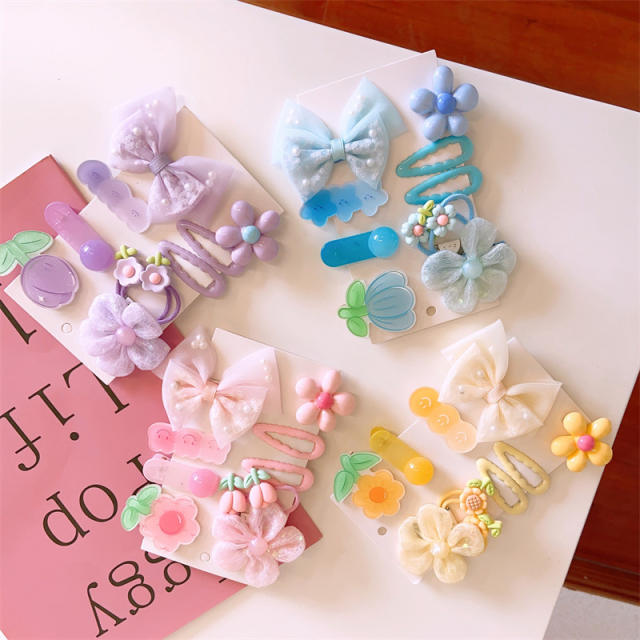 10pcs summer flower cute hair clips set for kids