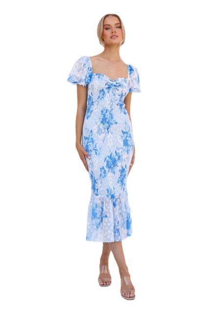 Y2K floral pattern bodycon maxi dress