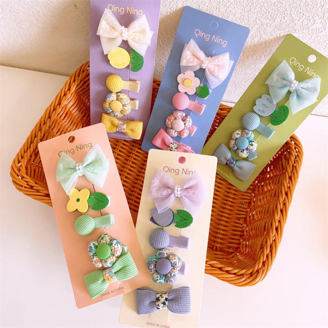 5pcs cute bow hair clips set for kids