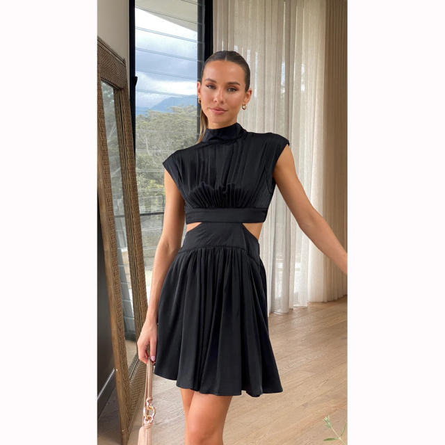 Plain color sweet short dress