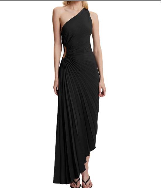 Hot sale plain color one shoulder formal dress