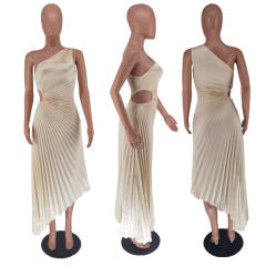 Hot sale plain color one shoulder formal dress