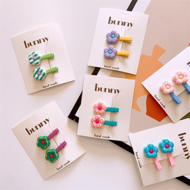 Korean fashion sweet flower duckbill hair clips set for kids