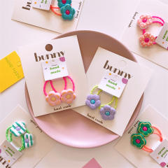 Spring summer flowe design hair ties set for kids