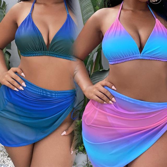 Plus size sexy three piece bikini swimsuit set
