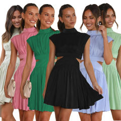 Plain color sweet short dress