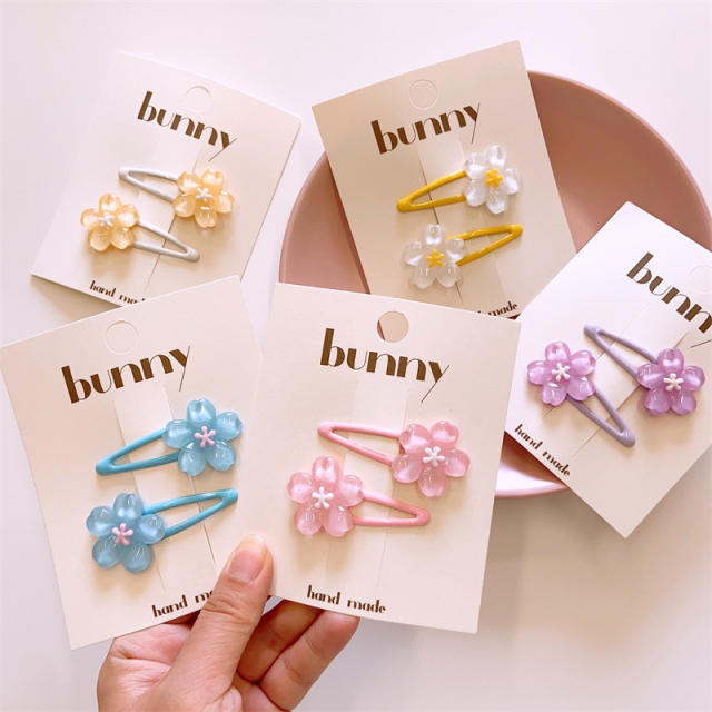 Cute resin flower snap hair clips set for kids