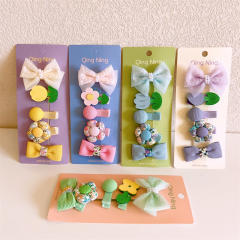 5pcs cute bow hair clips set for kids