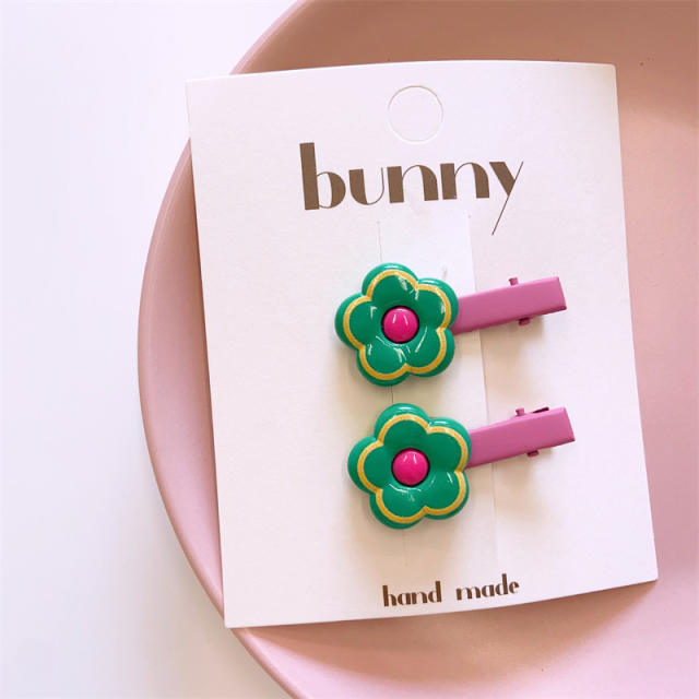 Korean fashion sweet flower duckbill hair clips set for kids