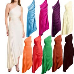 Hot sale plain color one shoulder formal dress