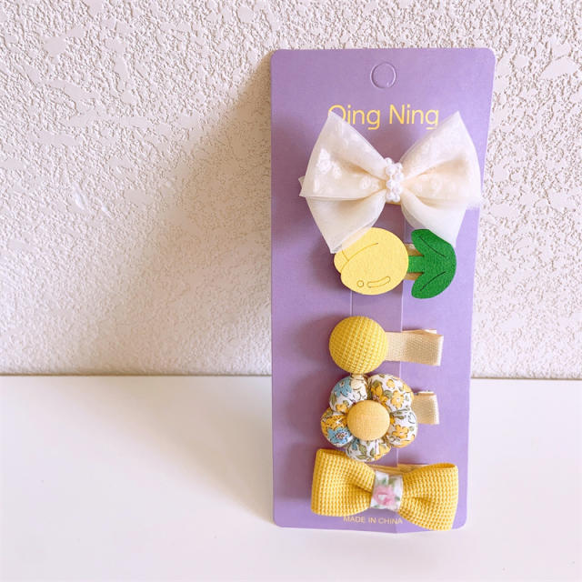 5pcs cute bow hair clips set for kids