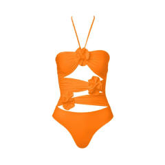 Hot sale halter neck one piece swimsuit set