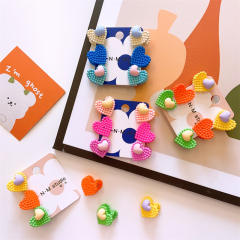Korean fashion cute heart mini hair claw set