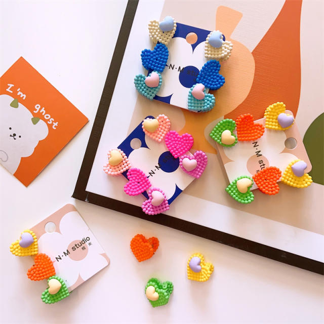 Korean fashion cute heart mini hair claw set