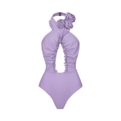 Hot sale halter neck one piece swimsuit set