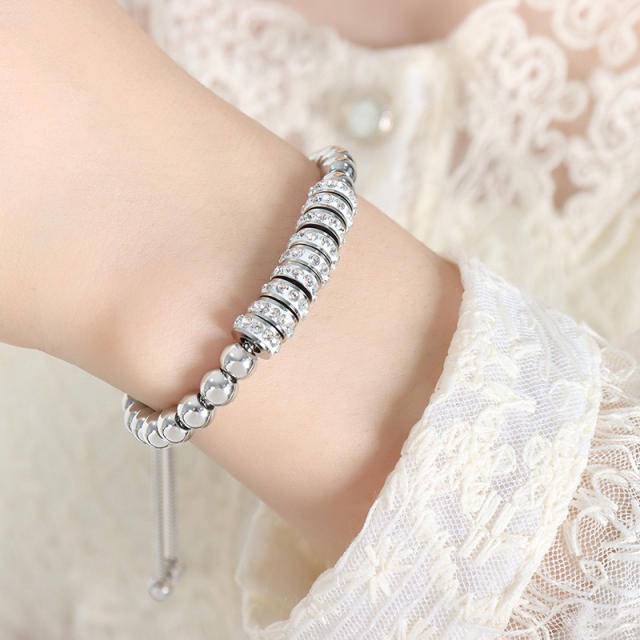 Personality stainless steel bead slide bracelet