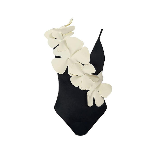 Amazon hot sale stereo flower one piece swimsuit