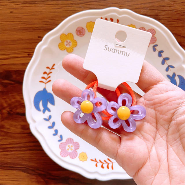Spring design hollow flower cute hair ties set for kids