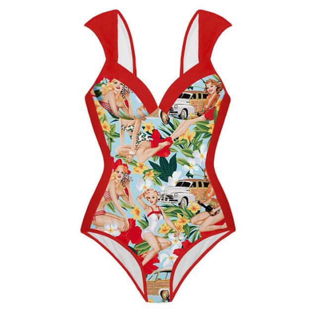 Sweet red bow swimsuit set