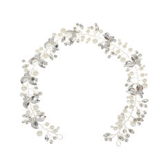 Handmade pearl rhinestone leaf design wedding hair vines