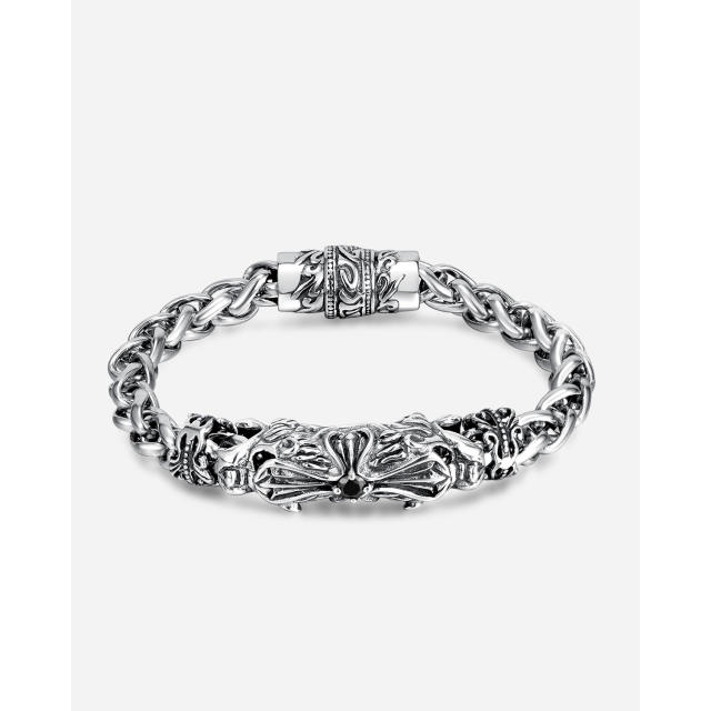 Hiphop vintage dragon stainless steel chain bracelet for men