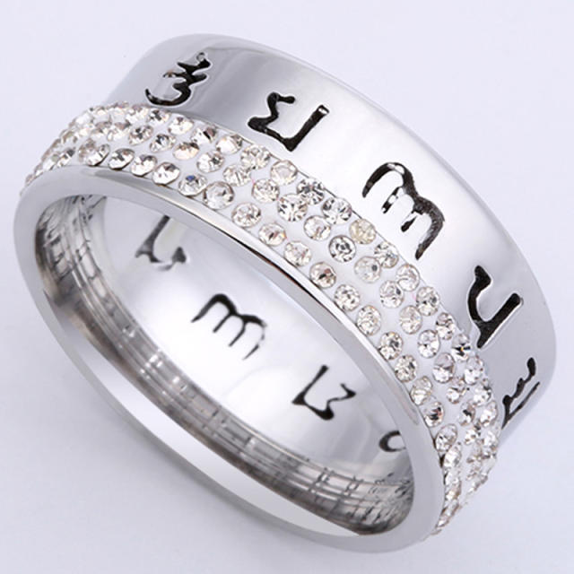 Personality hollow out design diamond stainless steel rings