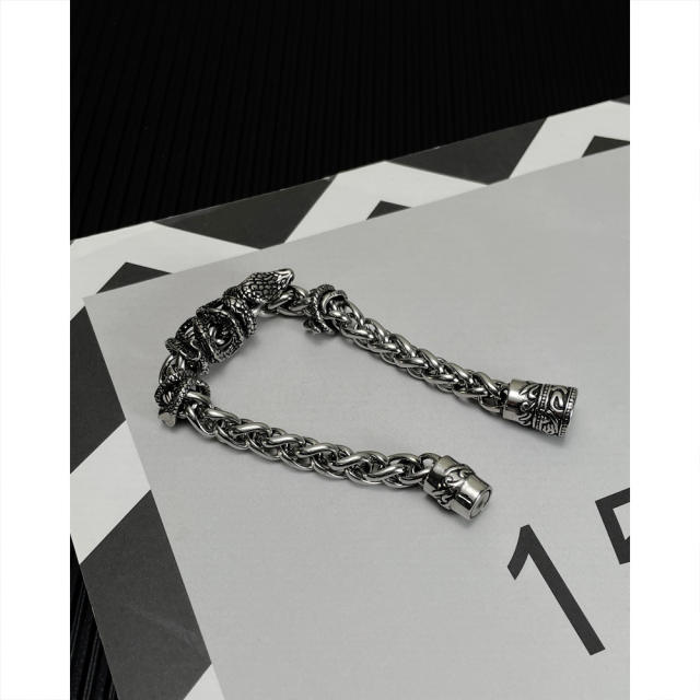 Hiphop snake stainless steel chain bracelet for men