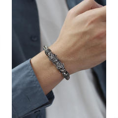 Hiphop vintage dragon stainless steel chain bracelet for men